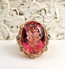 GORGEOUS CHUCK CLEMENCY DARK PINK QUARTZ AND ROSE GOLD TONED STERLING RING SZ 7