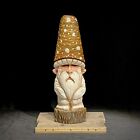 Wood Carving 19” Mushroom Gnome Forest Creature Folk Art