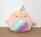 Squishmallows Evie Narwhal Rainbow Belly Plush Toy 16 Inch Stuffed Animal