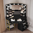 Vanity Set Makeup Table with Large 10 LED Lighted Tri-Mirror & 6 Drawers Bedroom