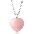 Chakra Rose Quartz Pointer Heart Pendant Chain Necklace Flower Wrapped 18