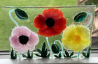 Wm McGrath~Signed~FUSED ART GLASS POPPIES PLATE~ 8-1/4