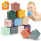 12x Soft Baby Rubber Stacking Block Silicone Building Blocks 1 Year Old Toddler