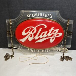 Vintage Blatz Milwaukee's Finest Beer Lighted Hanging Advertising Sign - WORKS
