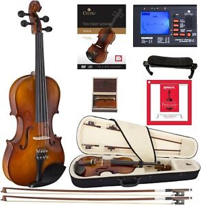 Cecilio CVN-320L Solidwood Ebony Fitted LEFT-HANDED Violin - 4/4 - Full Size