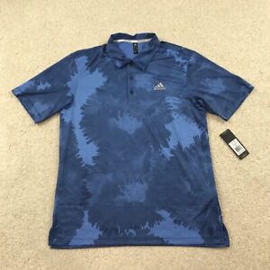 Adidas Golf Mens Medium Polo Shirt Mesh Floral New Blue