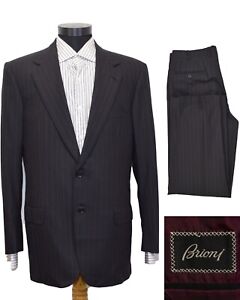 RRP4900$ Men's BRIONI NOMENTANO Suit 40US/UK 50IT Wool Super 150's Black Striped
