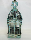 Metal Decorative Bird Cage Rustic Farmhouse Style Blue Patina 12