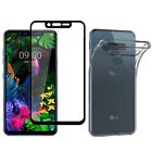 For LG G8S THINQ TEMPERED GLASS SCREEN PROTECTOR + CLEAR SILICONE CASE COVER GEL