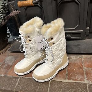 DREAM PAIRS Snow Boots Women's White Faux Fur Lined Mid-Calf Winter Shoes