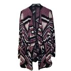 Lucky Brand Patterned Cardigan Intarsia Knit Draped Open Front Sweater Womens L