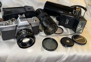 Minolta SRT SC-II camera With 2 Lenses, Filters, Flash
