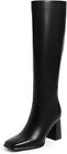 Modatope Knee High Boots Women Chunky Heel Square Toe Tall for Women Black
