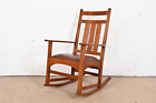 Stickley Harvey Ellis Collection Arts & Crafts Oak and Leather Rocking Chair