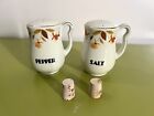 Vtg HALL Jewel Tea/T AUTUMN LEAF Mary Dunbar Salt & Pepper Shakers-Cork Bottoms