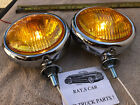 NEW SET / PAIR OF SMALL AMBER VINTAGE STYLE FOG LIGHTS IN 12-VOLTS ! (For: Nash Nash-Healey)
