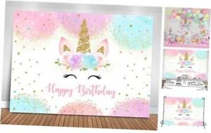 Mocsicka Rainbow Unicorn Backdrop Happy Birthday Party Decorations for 5x3ft