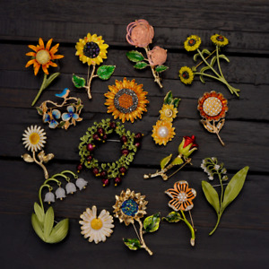 Women Vintage Flower Leave Enamel Brooch Pin Plant Badges Accessories Corsage