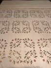 New ListingVintage Inspired Heirloom Embroidered Floral Bouquets Quilt 119x113 king #306