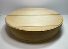 Vintage 15” x 3.5” Round Unfinished Wood Cheese Box with Lid #1