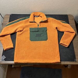 Helly Hansen mens vintage 90s Orange Fleece Synchilla Sherpa Jacket Anorak XL