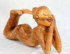 Thinking Mermaid Resting Sculpture Hand Carved wood Statue Handmade Balinese Art