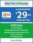 Lycamobile Sim Card With $29 Plan 4-Month Port-In Service