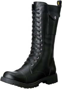 Volatile Stash Black Combat Boots for Women - Black Knee High Combat Boots