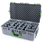 Silver & Lime Green Pelican 1615 case with grey CVPKG padded dividers. Wheels.