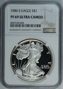 1986-S NGC PF69 Ultra Cameo American Silver Eagle Proof - Freshly Graded