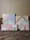VERY RARE HTF Set of 4-Piece Pottery Barn Kids Canvas House Art Picture Wall Set