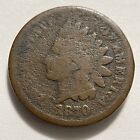 1870 Indian Head Cent Penny- Bold N, About Good - Details (E.D.) - 43071