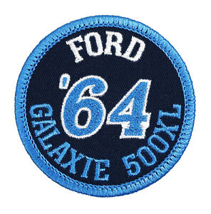1964 Ford Galaxie 500XL Embroidered Patch Blue Twill/Aqua Iron-On Sew-On Hat Bag