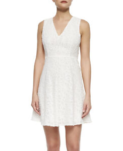 Theory Mariam Portray Floral Lace Dress White V Neck Spring Summer 8 $395 8853