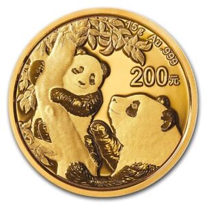 2021 Chinese Gold Panda 15 Grams Coin ¥200 Yuan Brilliant Uncirculated -IN STOCK