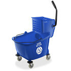 33 Quart Commercial Mop Bucket with Side Press Wringer, Blue