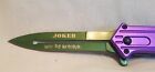 New ListingJoker Spring Assist Folding Knife Green and Purple New in Box