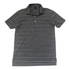 Dunning Golf Shirt Men's Size Large Black Gray Stripe Short Sleeve Polo Small