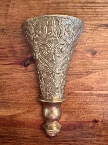 Vintage Brass Ornate Wall Pocket Vase