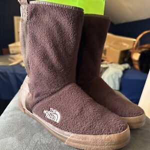 The North Face Ahel Brown Fleece Slip On  Insulated Winter Boots size 9.5 Womens
