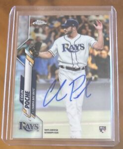 2020 Topps Chrome Colin Poche Refractor Auto #165/499 Tampa Bay Rays RC