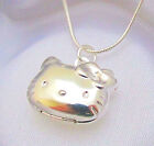 Sterling Silver Hello Kitty Cat Kids Locket Pendant Necklace Photo Gift Box