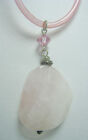 Faceted Rose Quartz Gemstone Pink Glass Bead Pink Chord Pendant Necklace