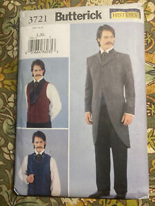 Butterick 3721 Men's (sz L & XL) UNCUT Historic Cutaway Coat & Vests