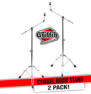 Cymbal Stand With Boom Arm by GRIFFIN (2 Pack) | Drum Percussion Gear Hardware