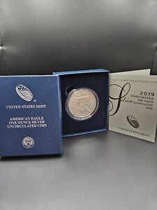 New Listing2019 W Burnished Silver Eagle in Box COA OGP