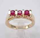 1.60Ct Round Cut Lab-Created Ruby 3-Stone Wedding Band 14K Yellow Gold Plated