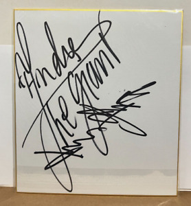 Andre the Giant & Giant Baba Autograph Signed 1990 Shikishi Board AJPW SP RARE
