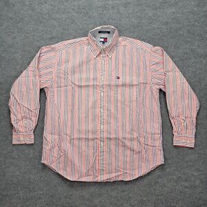 Tommy Hilfiger Mens Button Down Shirt Long Sleeve Preppy Casual Striped Sz XL