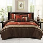 HIG 7-pieces Embroidery Bedding Comforter Set King-Queen size Bed In A Bag